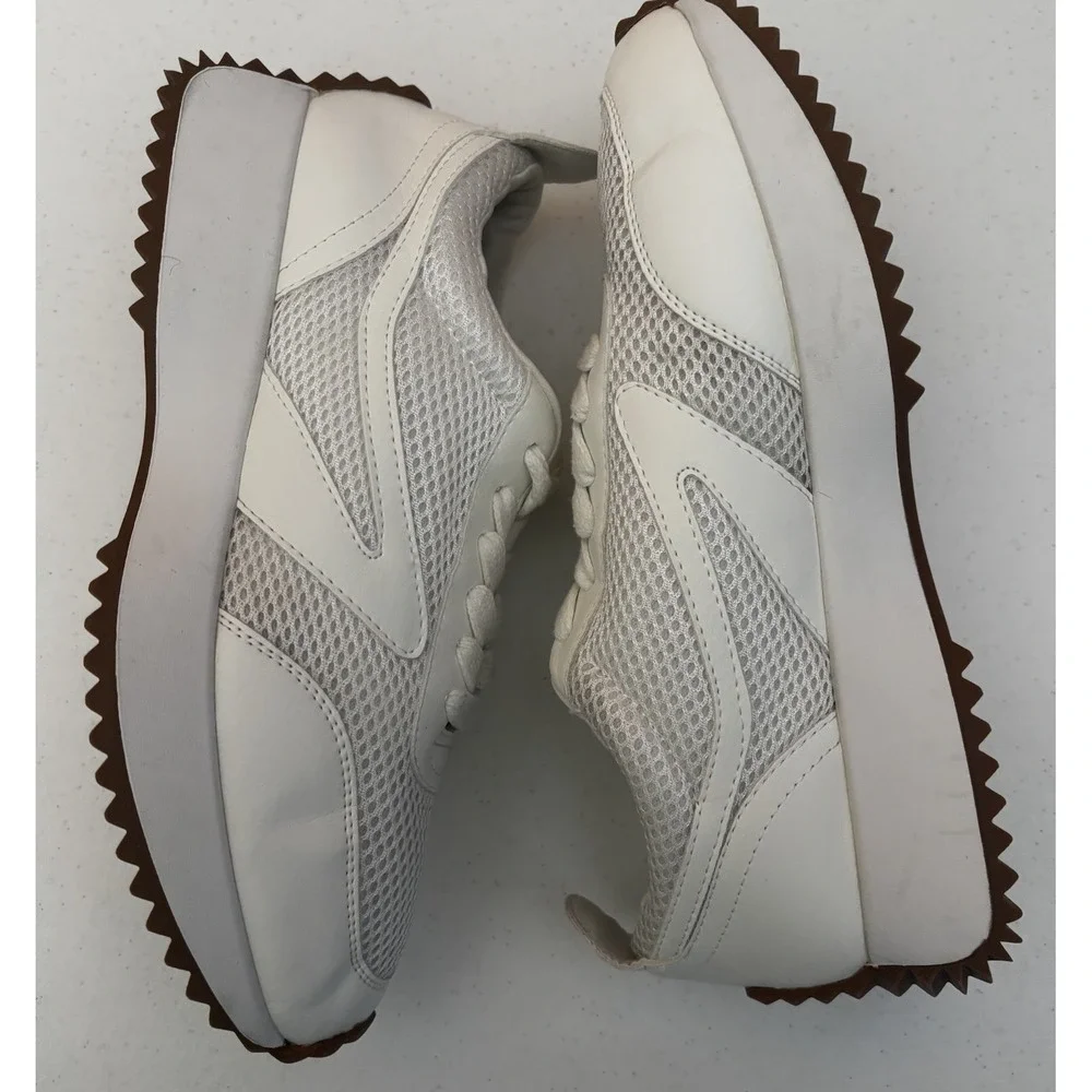 DV Dolce Vita BYNX Lace Up Jogger Sneakers Shoes 7.5 White Mesh Platform Chunky